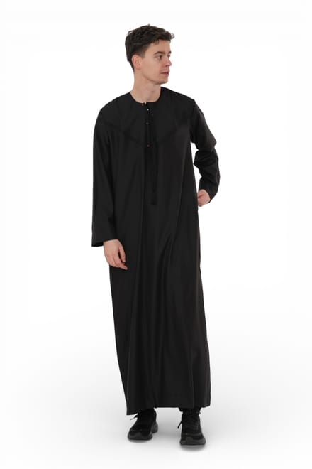 Heren Eid Zwart Marokkaanse Jubba Robe Djellaba Ramadan Eid Thobe - HM11