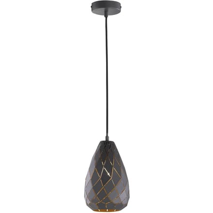 Trio Lighting Buiten antraciet, binnen goud - hanglamp Onyx