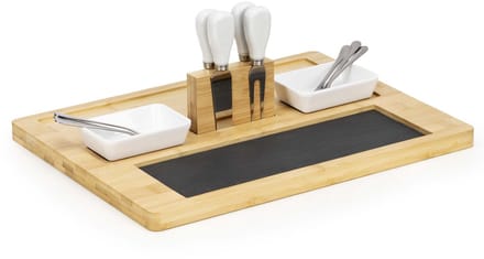 Springos Serveerplank 14 Delige Set | Snijplank | Bamboe Snijplank | 30 x 40 cm
