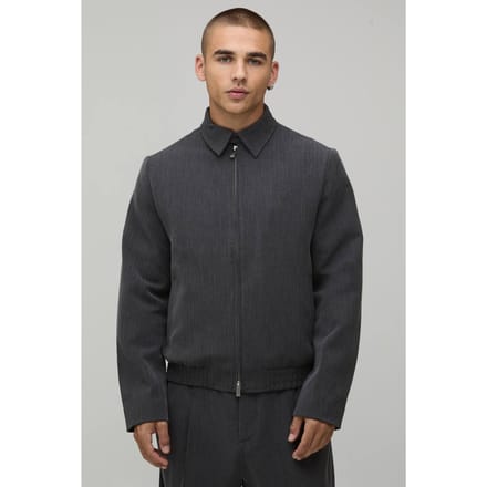 Herringbone Relaxed Fit Tailored Co-Ord Jacket | Black | Size Medium