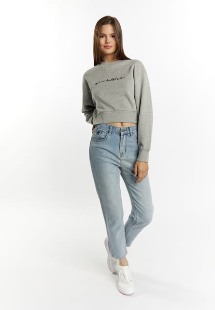 Mymo Cropped sweatshirt Dames grijs melange