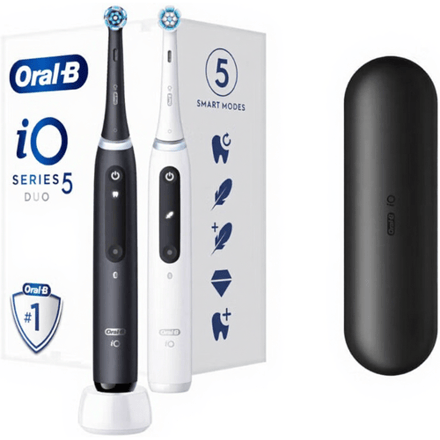 Oral-B iO Series 5 Duo - Elektrische Tandenborstel - 2 stuks - Zwart & Wit - Bluetooth