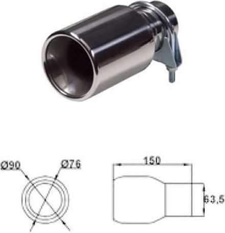 Uitlaatsierstuk RVS Rond 89mm - Universeel Passend 48-58mm