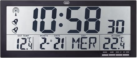Wandklok met Display - Digitale Klok - Weer Informatie - Draadloze Buitensensor - 37 cm - Zwart