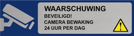 CombiCraft Aluminium deurbordje Waarschuwing camerabewaking 165x45mm - per stuk