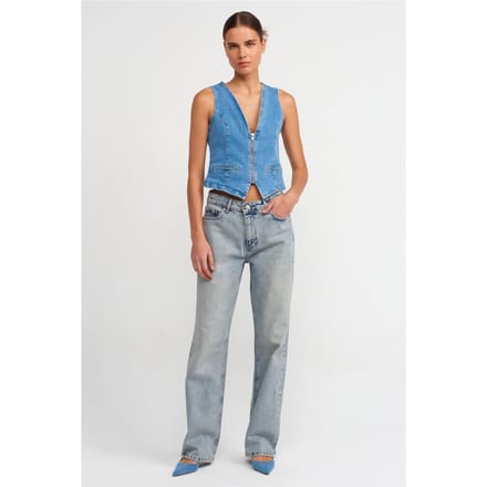 Dames Lage Taille Rechte Jeans