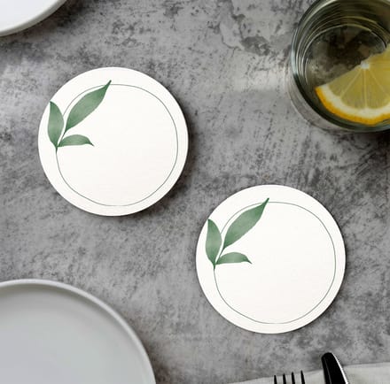 GR onderzetters voor glazen - Leaf Circle - Vinyl - 6st