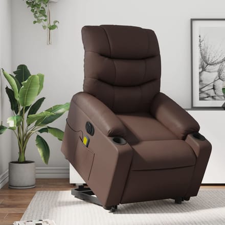 vidaXL - Sta-op-massagestoel - elektrisch - kunstleer - bruin