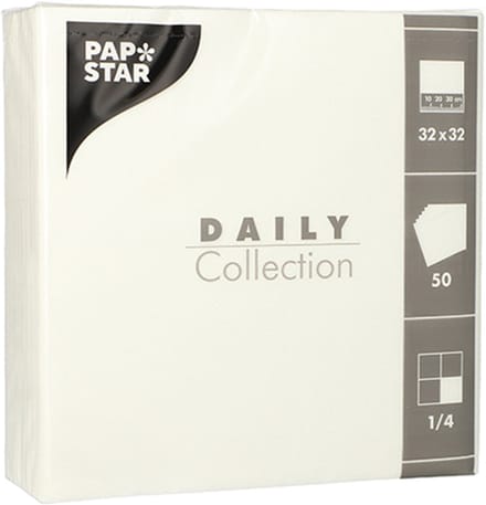 14x 50 Servetten DAILY Collection 1/4 vouw 32 cm x 32 cm wit