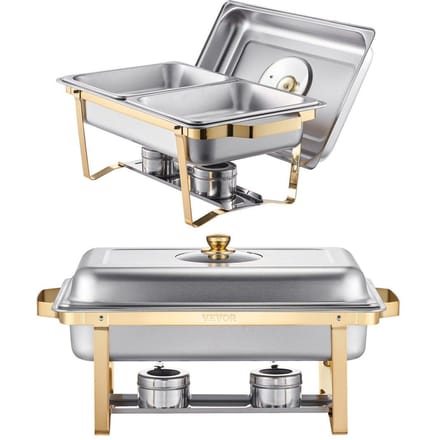 4 Qt 2 Pak Rechthoekige Bain-Marie Buffet Set Halfgrootte Pan Roestvrij Staal