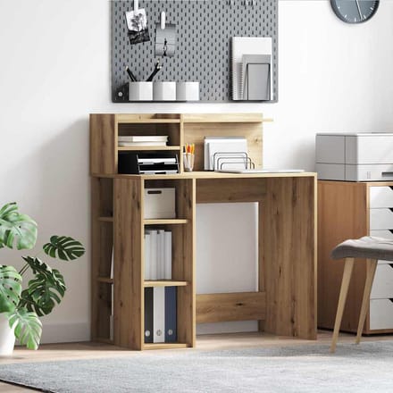 vidaXL - Bureau - Artisan - Eiken - Bewerkt - hout - 90 - x - 48 - x - 101,5 - cm