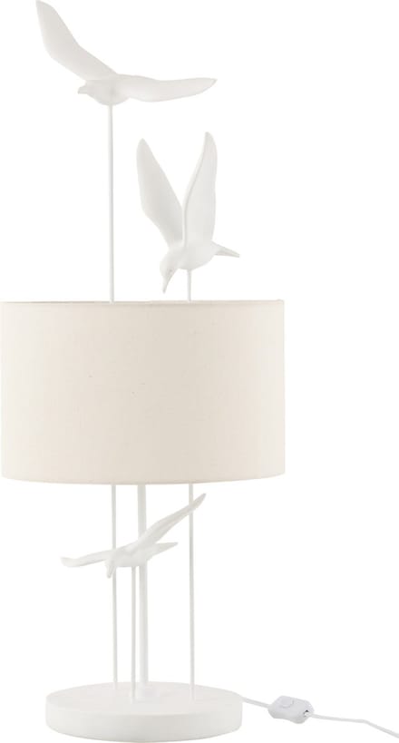 J-Line tafellamp Vogels - polyresin - wit/beige