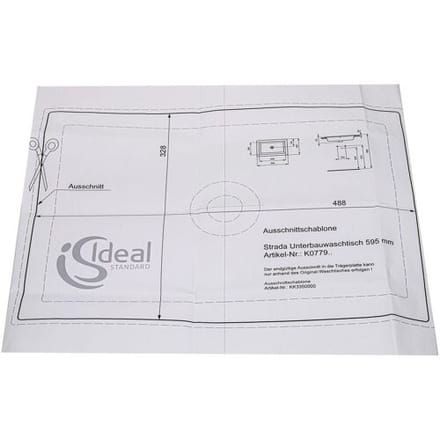 Ideal Standard template for Strada undercounter washbasin 59.5 cm