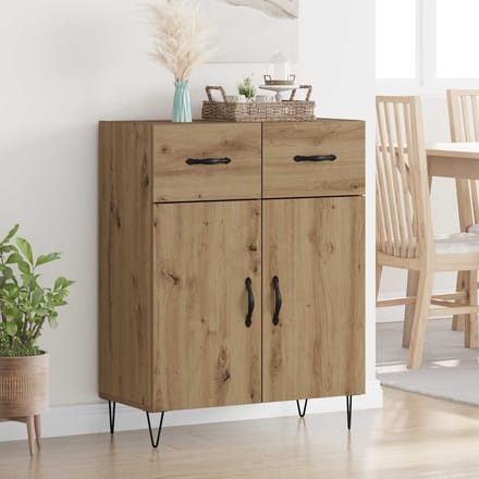 vidaXL - Dressoir - Artisan - Eiken - 69,5 - x - 34 - x - 90 - cm - Bewerkt - hout