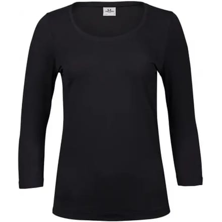 Tee Jays - Dames Stretch 3/4 mouw T-shirt - Black maat M