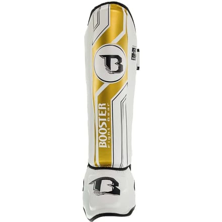 Booster Fight Gear V9 Scheenbeschermers – Professionele Bescherming – Wit/Goud -Maat L
