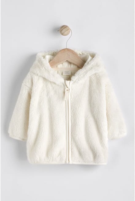 Next - Meisjes - Fleece babyjack met capuchon - Wit
