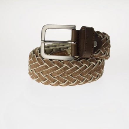 Geweven Heren Riem - Leder Osso - Italiaans Design – Wit/Beige – 95cm