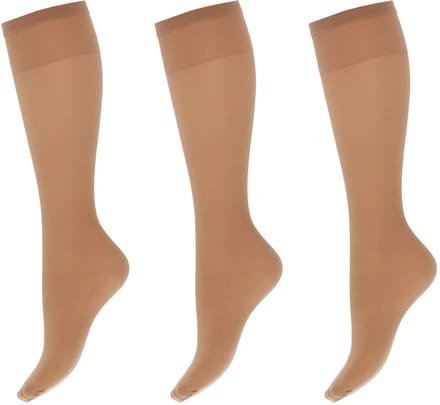 Marianne - Dames Kneehighs Satin Sheers Panty - 15Den - 3-Pack - Maat One Size - Wineblush