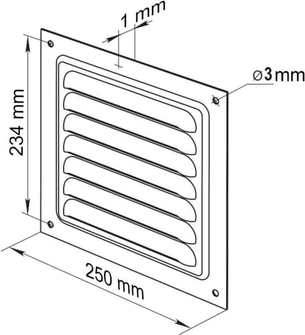 Ventilatierooster Metaal Vierkant 25x25 cm Grijs – Duurzame Ventilatie-afdekking