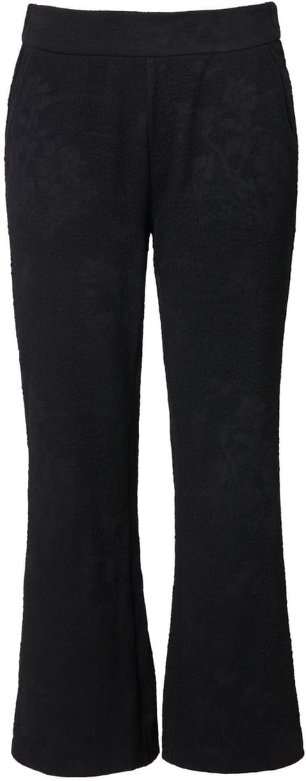 Ulla Popken - Dames - Jacquard-jerseybroek bootcut comfortabele tailleband - Zwart - Maat 50+
