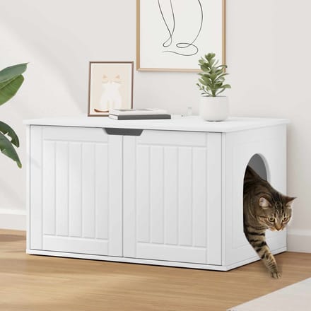vidaXL Kattenhuis Wit 85 x 55 x 50,5 cm Bewerkt hout