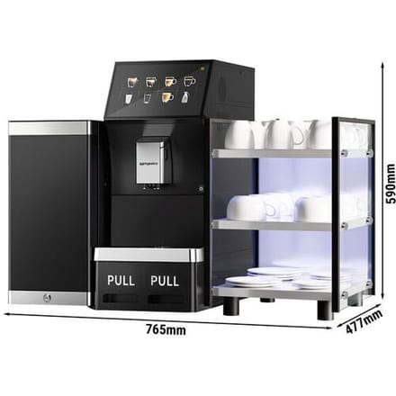 GGM Gastro Kaffeevollautomat - 16 Programme - 10 Zoll Touchscreen - inkl. Tassenwärmer & Milchkühlschrank