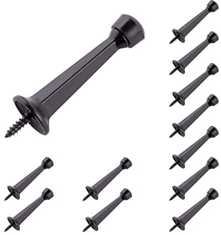 Zware deurstopper 3" - 12-pack mat zwart met kunststoffen tip voor muur- en deurbescherming