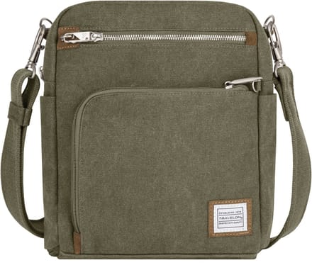 Travelon Heritage Anti-diefstal Tour Bag – Sage – Ruime schoudertas met RFID, snijbestendige panelen en lock-down strap