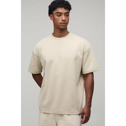 Oversized Premium Interlock T-Shirt | Stone | Size Medium