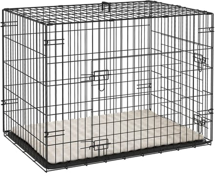 Pawhut Hondenbench-Polyester, staal-75L x 48,5B x 53H cm-Zwart