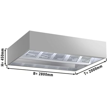 GGM Gastro Induktions-Deckenhaube - 2800mm - ohne Motor - mit Filter