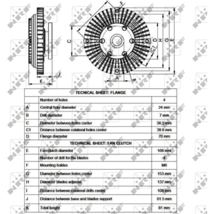Koppeling, radiatorventilator NRF 49549