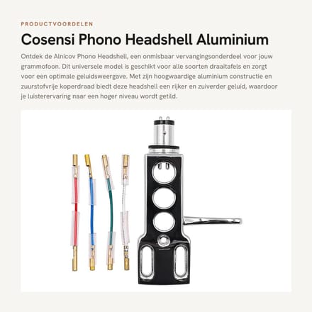 Dailygoods- Phono Headshell Universeel - Aluminium - Zuurstofvrij Koperdraad - Lichtgewicht - Kleurgecodeerde Aansluitdraden - Rijker Geluid - Grammofoonkop
