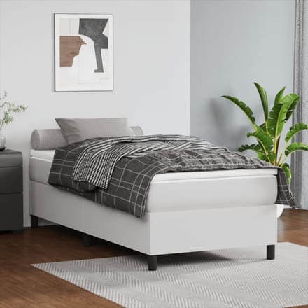 vidaXL - Boxspring - bed - kunstleer - wit - 90x190 - cm