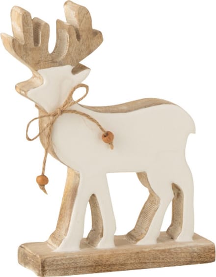 J-Line decoratie Rendier Op Voet - hout - wit - small