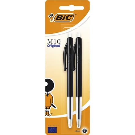 BIC M10 Original Balpennen met Kliksysteem - Zwart - 2 Stuks - Medium Punt 1 mm