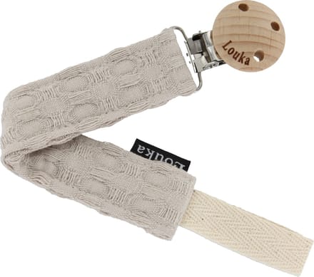 Louka Speenkoord wafel bruin de luxe - houten clip - speenketting