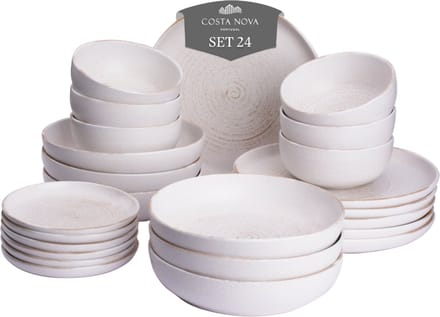 Costa Nova - Serviesset - Vermont - 6 persoons - Wit - Stoneware - 24-delig