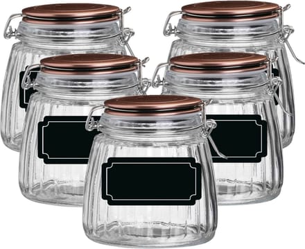 Weckpot/inmaakpot - 10x - 1L - glas - met beugelsluiting - incl. etiketten