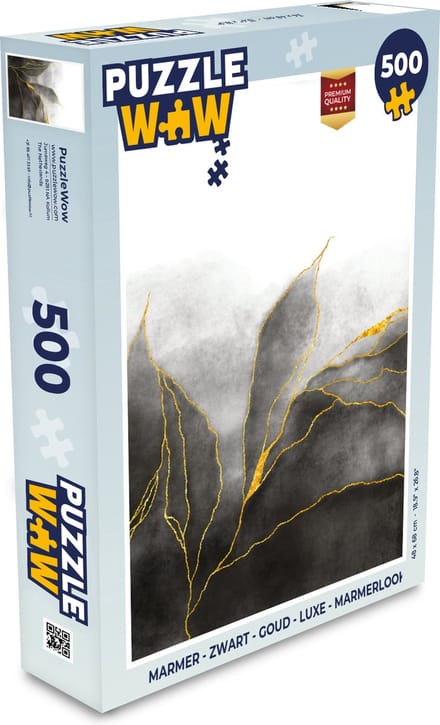 Puzzel Marmer - Zwart - Goud - Luxe - Marmerlook - Legpuzzel - Puzzel 500 stukjes
