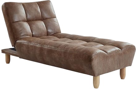 Vente-unique Chaise longue Klik-Klak van gerijpte microvezel ESTEBAN - chocolade vintage L 84 cm x H 87 cm x D 165 cm