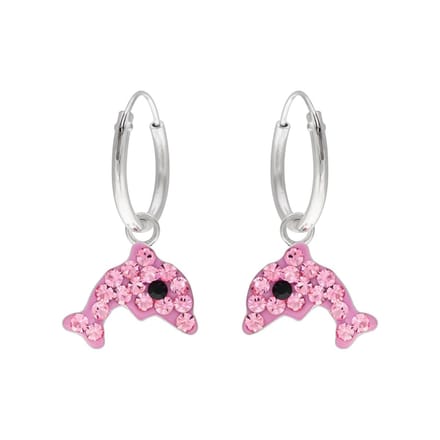 WeLoveSilver - kinderoorringen - roze dolfijn - 925 zilver