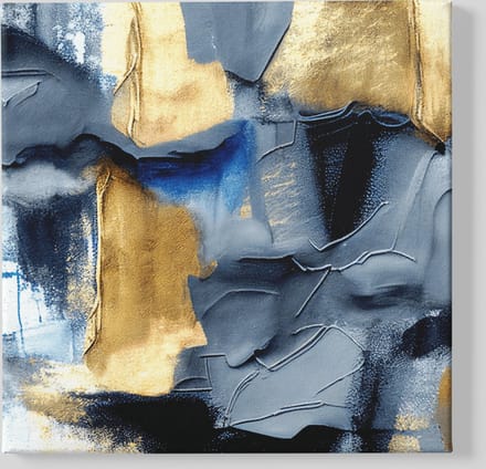 Canvas Schilderij - Abstract - Goud - Grijs -Wanddecoratie - 40x40x2 cm