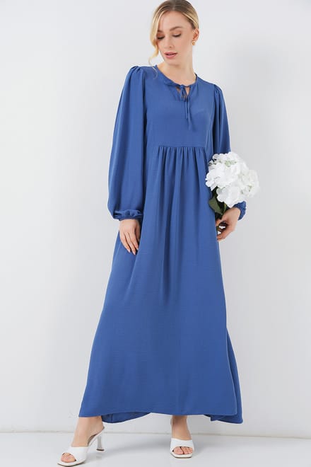 Gestipt Patroon Maxi-jurk met Strik