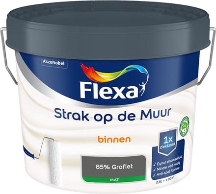 Flexa - Strak Op De Muur Binnen Mat - 85% Grafiet - Mengverf - 2,5 L