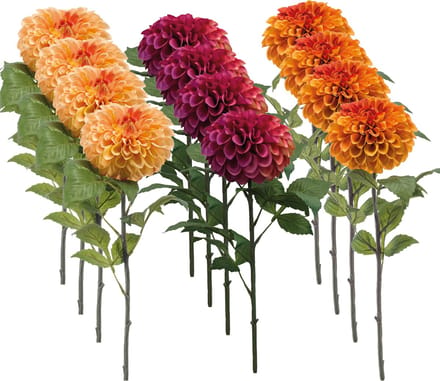 Emerald - Kunstbloem Dahlia Pompon 74cm - Set van 12 - Kunstplant voor binnen
