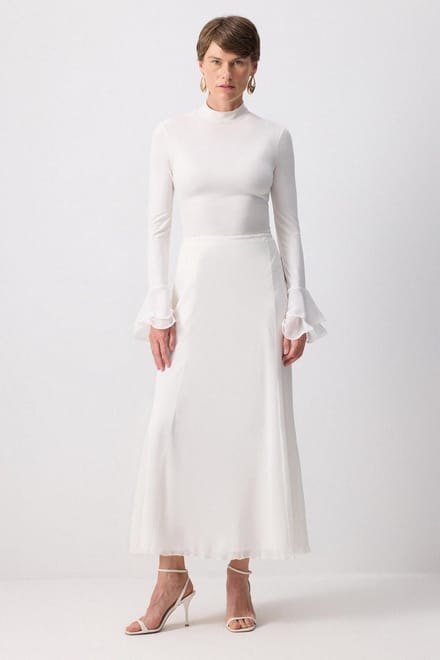 Touché Privé - Chiffon rok met elastische taille - Crème - Dames