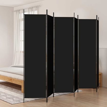 vidaXL - Kamerscherm - met - 6 - panelen - 300x200 - cm - stof - zwart