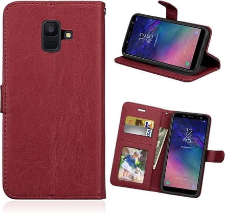 Bookcase Geschikt voor: Samsung Galaxy A6 Plus 2018 - Bruin - portemonnee hoesje